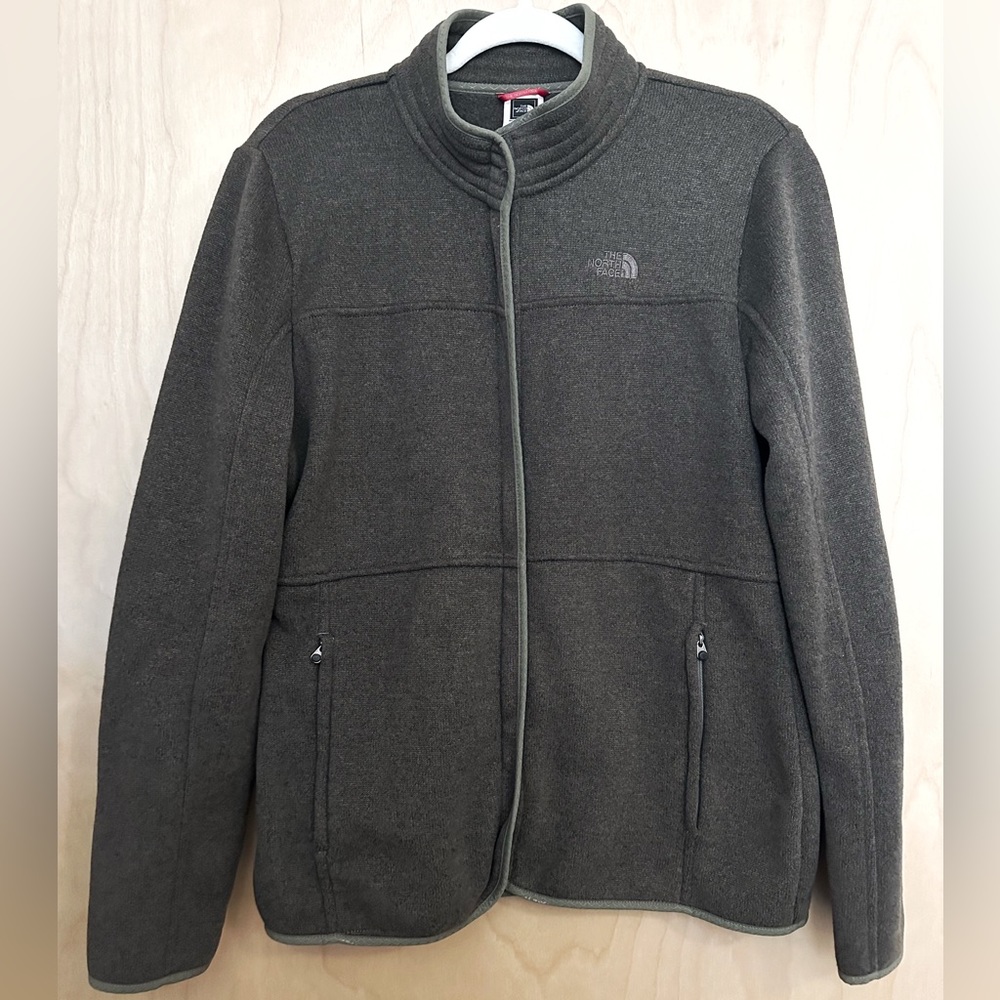 North Face Fleece Full Zip Grey Jacket with Trim/Pocket Womens XL